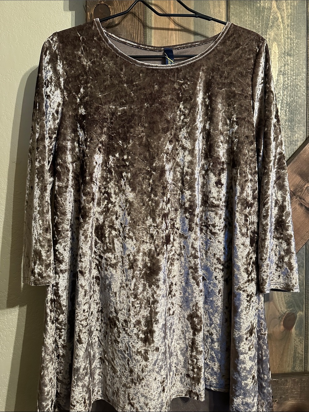Velvet Swing Dress in Taupe Brown